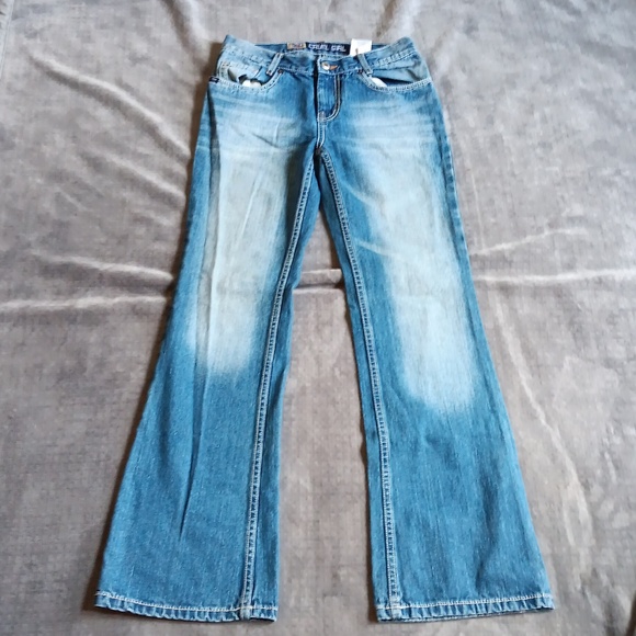 Cruel Girl Light Blue Fade Flare Jeans Girls 16S - Picture 1 of 12